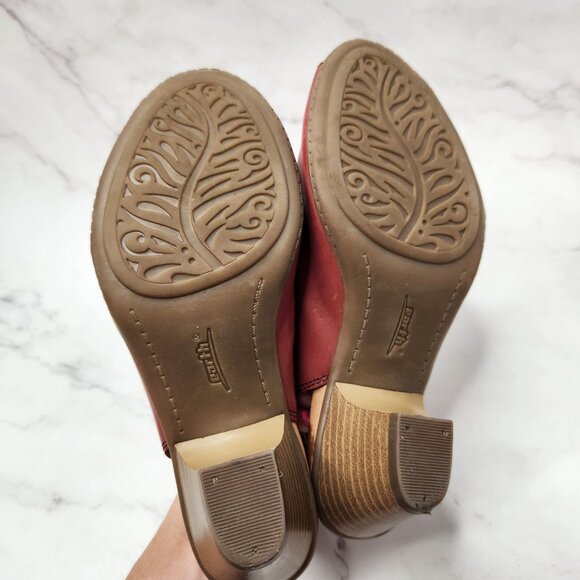 Earth Kristy Red Leather Booties Open Toe Sandals Boots Women's 5 - Picture 7 of 12